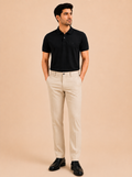 Otto Men's Beige Cotton Blend Stretch Fit Casual Chino Pant