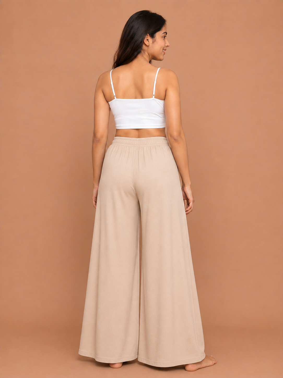 Women's Beige Cotton Palazzo Pant