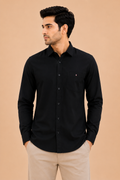 Otto Men's Premium Black Cotton Formal Regular Fit Shirt
