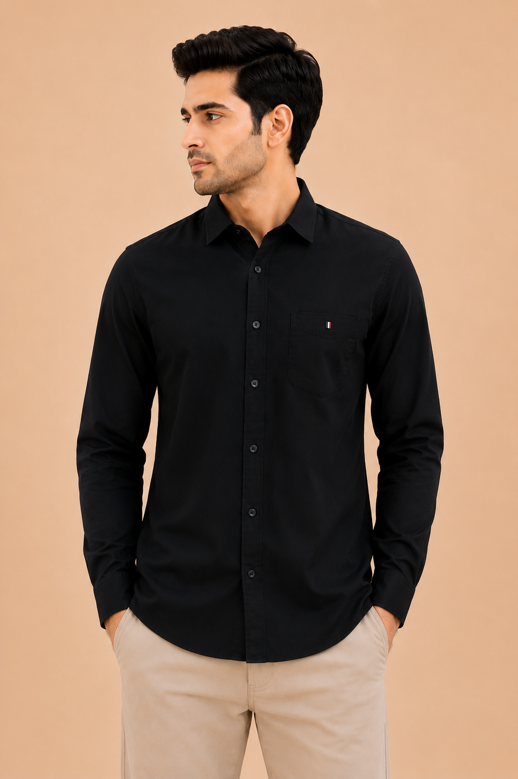 Otto Men's Premium Black Cotton Formal Regular Fit Shirt