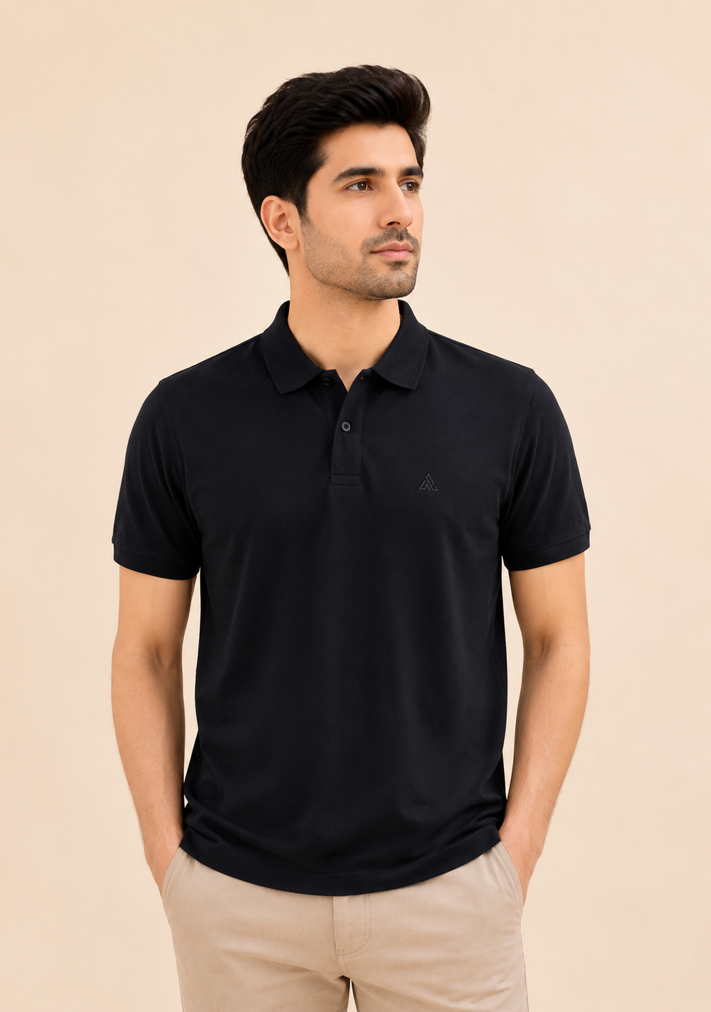 Otto Men's Premium Black Cotton Collar Neck T-Shirt