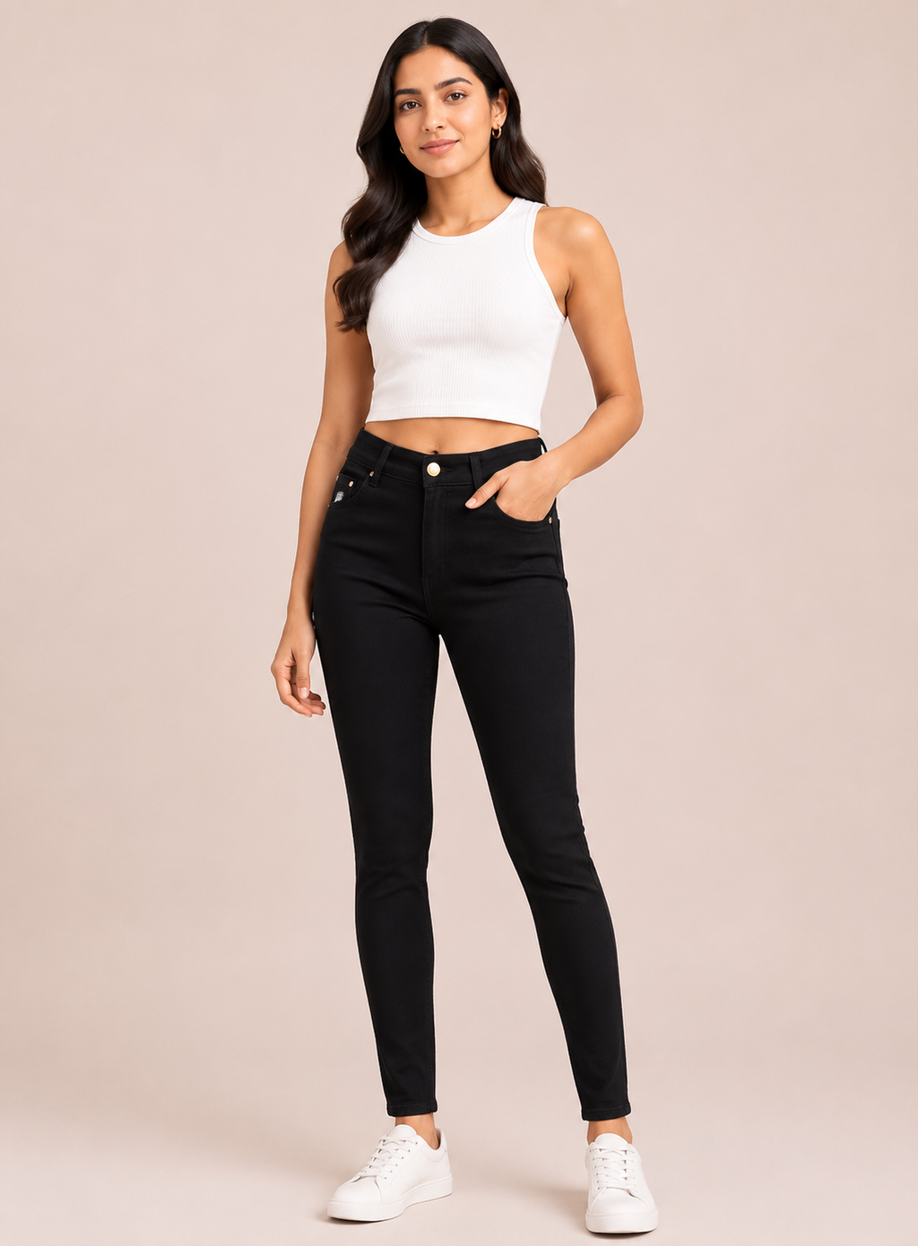 Women's Black Regular Fit Denim Jeans