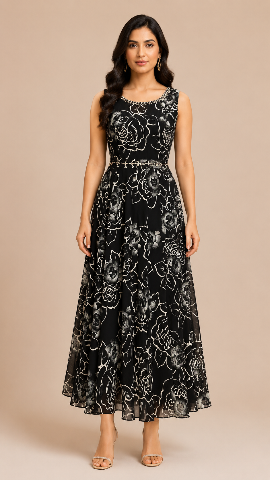 Women's Black Solid Long Maxi Dress