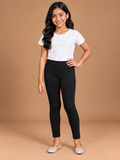 Girls Black Cotton Ankle Leggings
