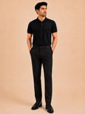 Otto Men's Black Cotton Blend Stretch Fit Casual Chino Pant