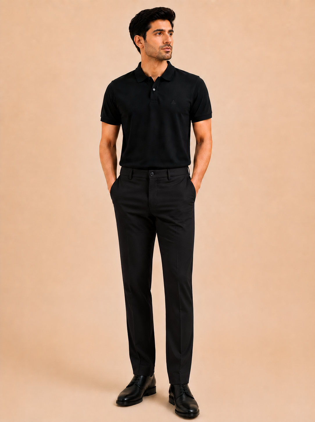 Otto Men's Black Cotton Blend Stretch Fit Casual Chino Pant