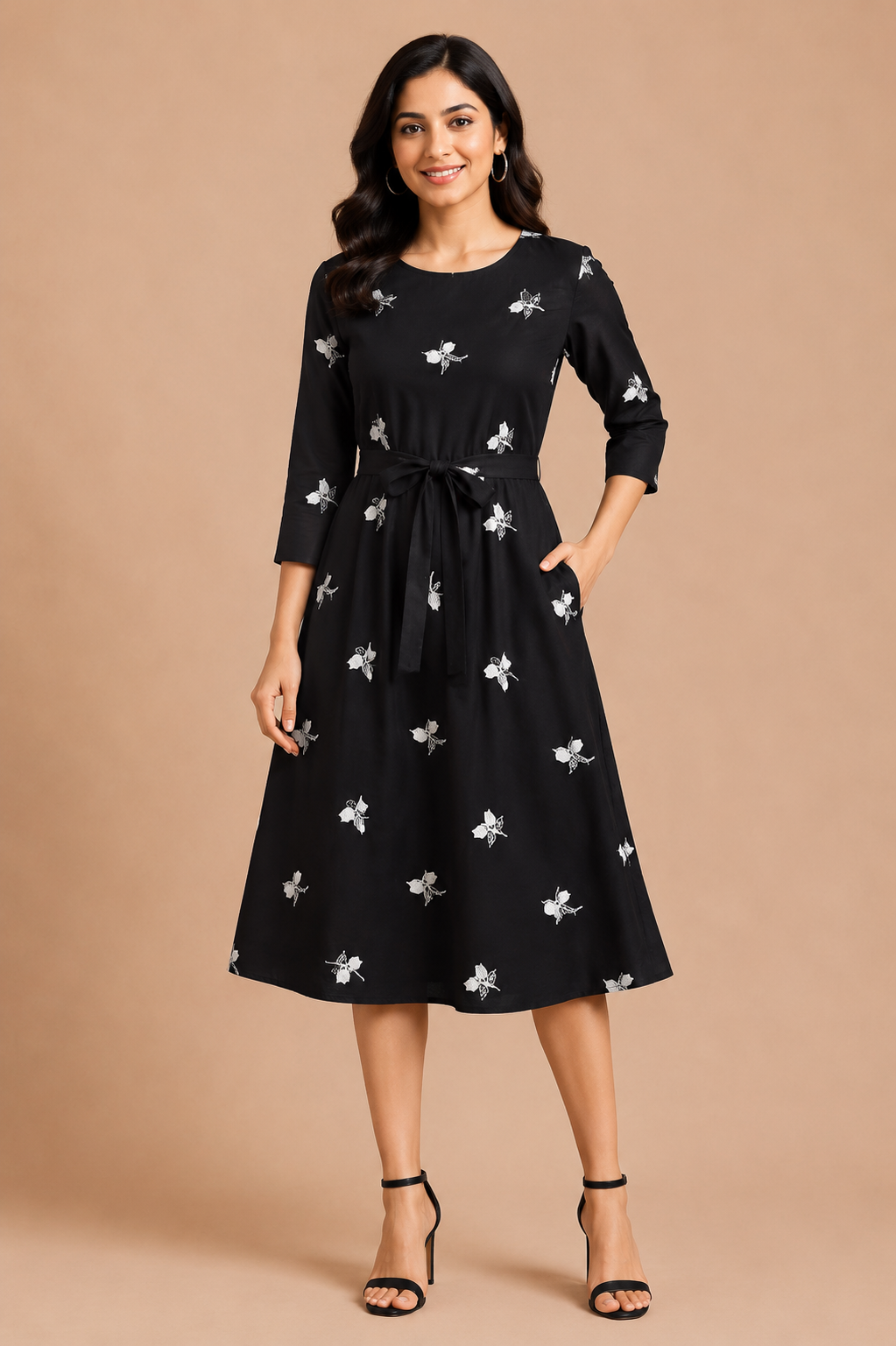 Women's Black Rayon Regular Fit Western Top