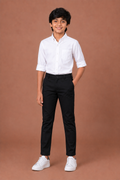Boys Black Cotton Casual Pant