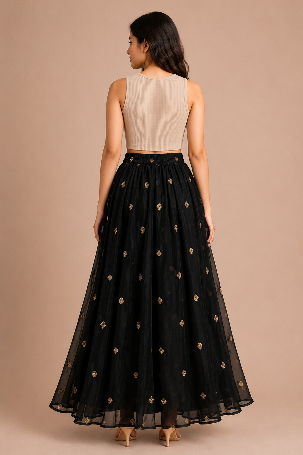 Women's Black Maxi Western Skirt