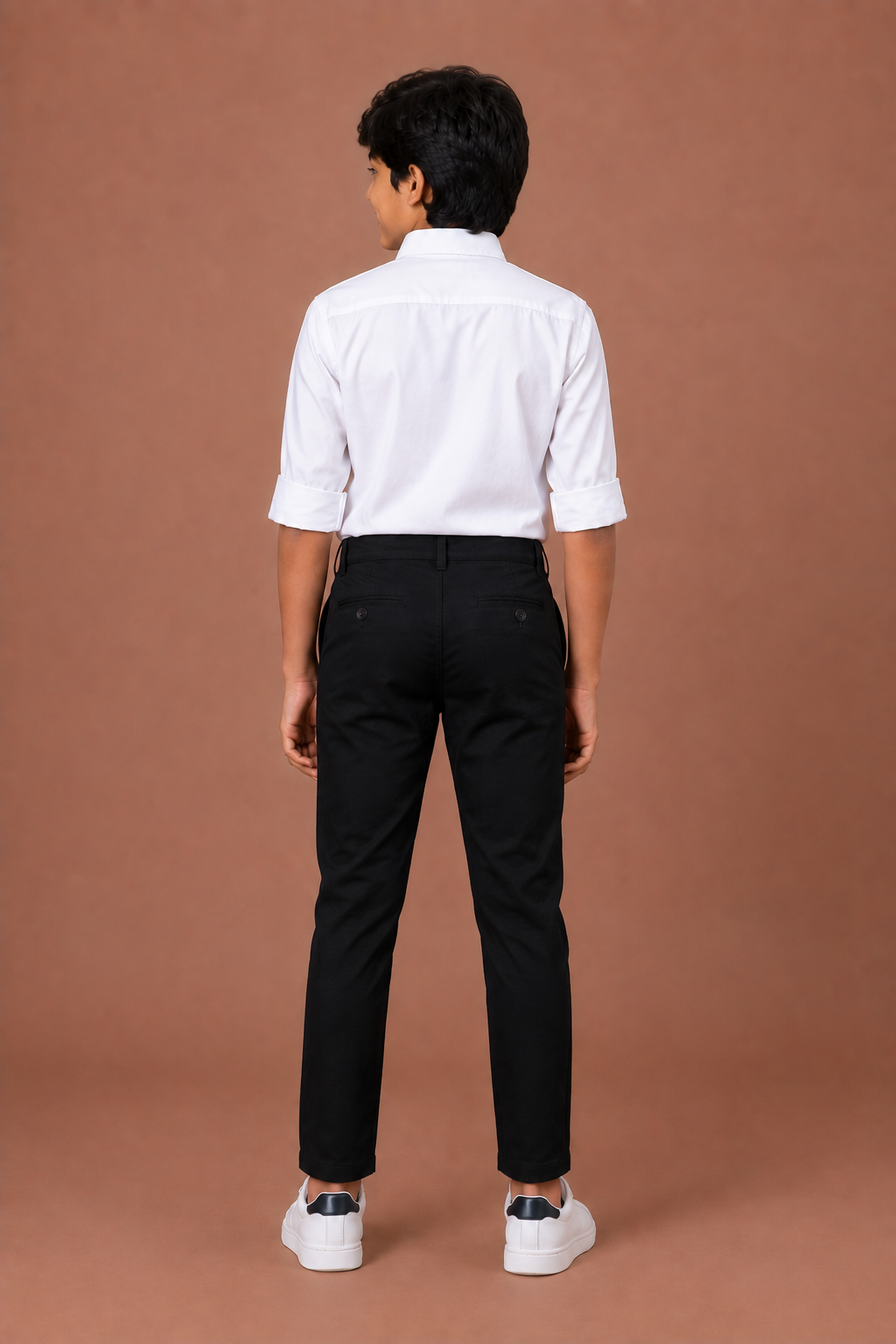Boys Black Cotton Casual Pant