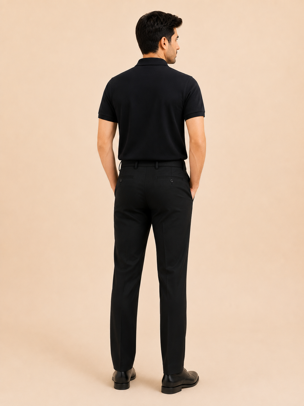 Otto Men's Black Cotton Blend Slim Fit Formal Pant