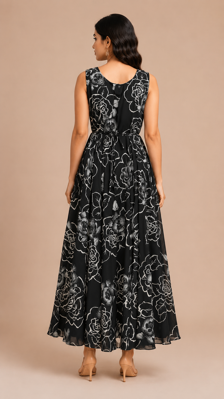 Women's Black Solid Long Maxi Dress