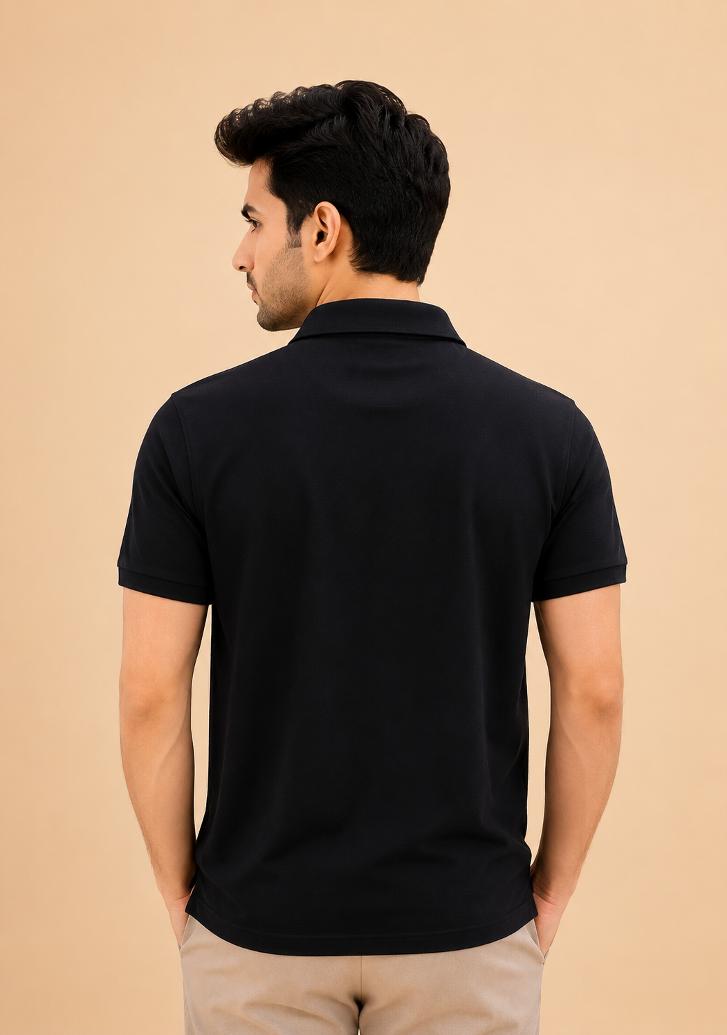 Otto Men's Premium Black Cotton Collar Neck T-Shirt