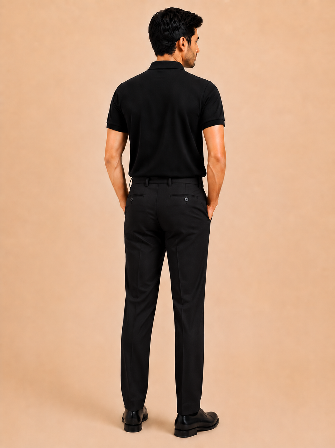 Otto Men's Black Cotton Blend Stretch Fit Casual Chino Pant