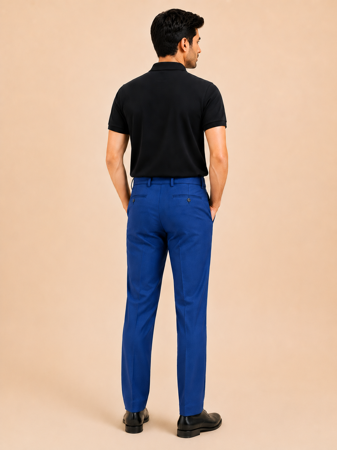 Otto Men's Blue Cotton Blend Slim Fit Formal Pant