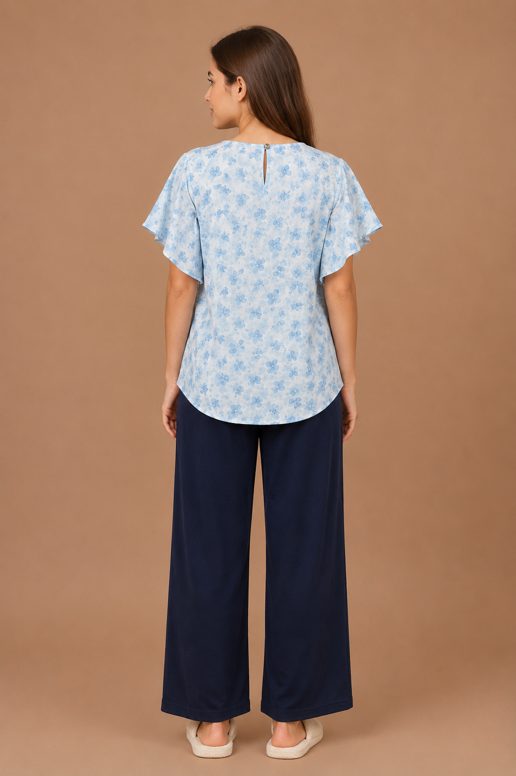 Girls Sky Blue Top & Pyjama Night Dress Set
