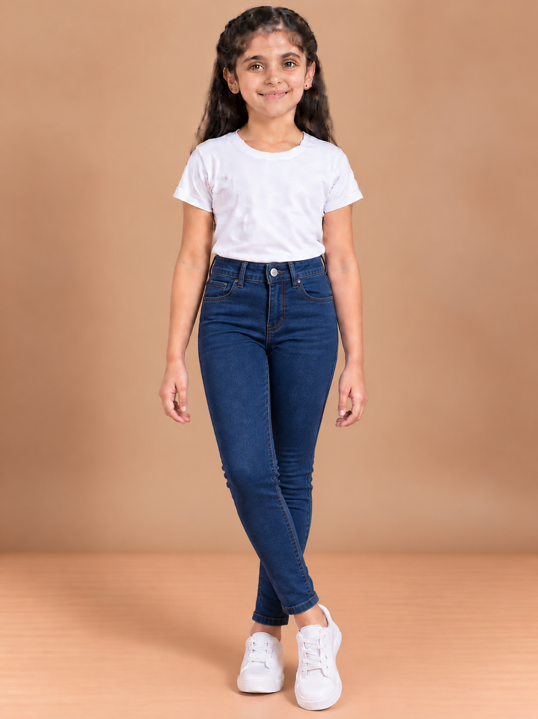 Girls Dark Blue Slim Fit Denim Jeans