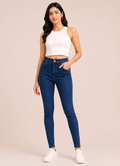 Women's Dark Blue Regular Fit Denim Jeans