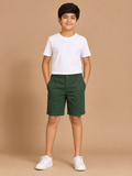Boys Green Cotton Casual Shorts