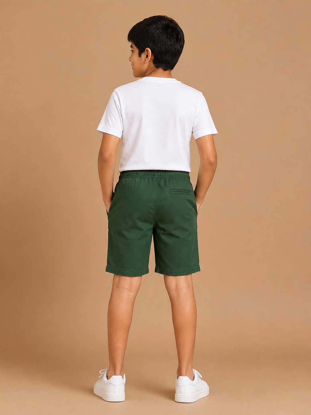 Boys Green Cotton Casual Shorts