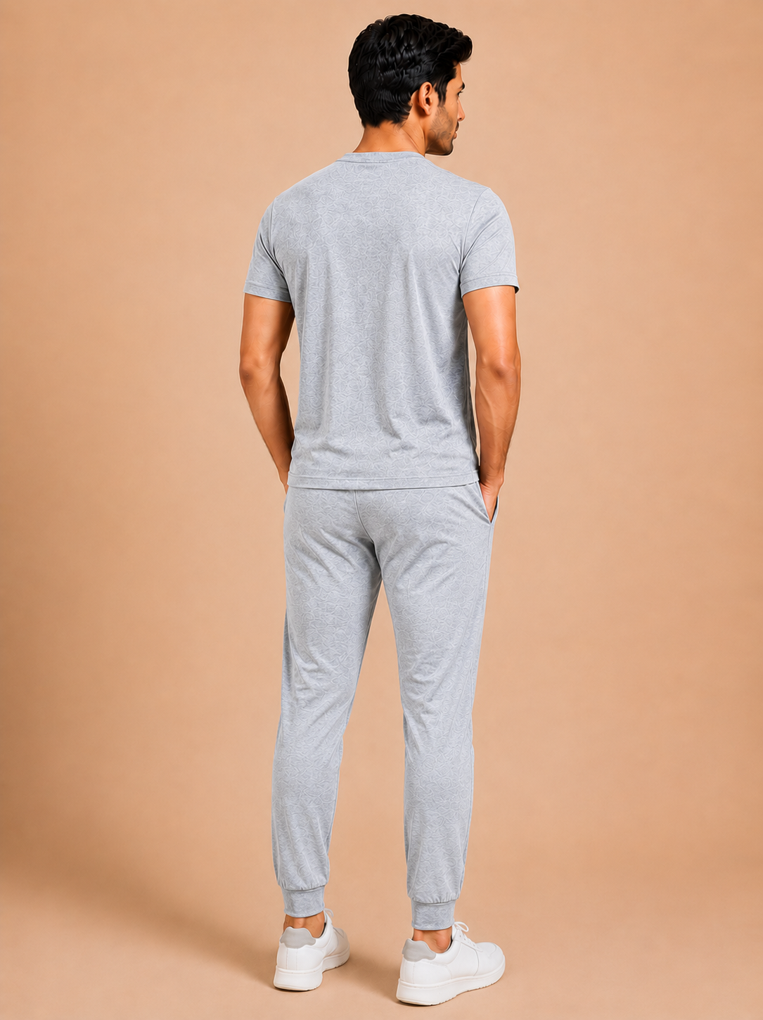 Otto Men's Grey Melange Sportswear Jogger & T-Shirt Set