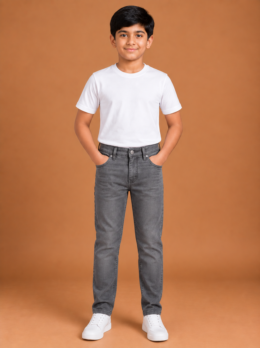 Boys Grey Slim Fit Denim Jeans