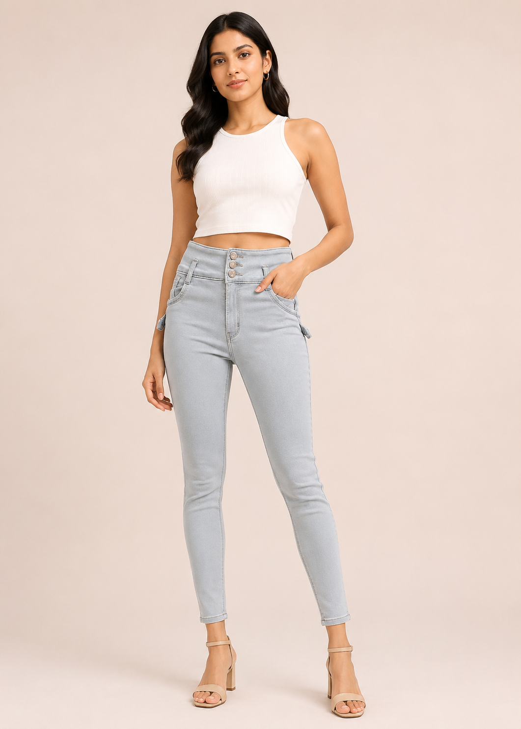 Women's Grey Regular Fit Denim Jeans