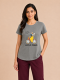 Women's Grey Cotton Solid Round Neck T-Shirt