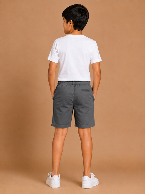 Boys Grey Cotton Casual Shorts