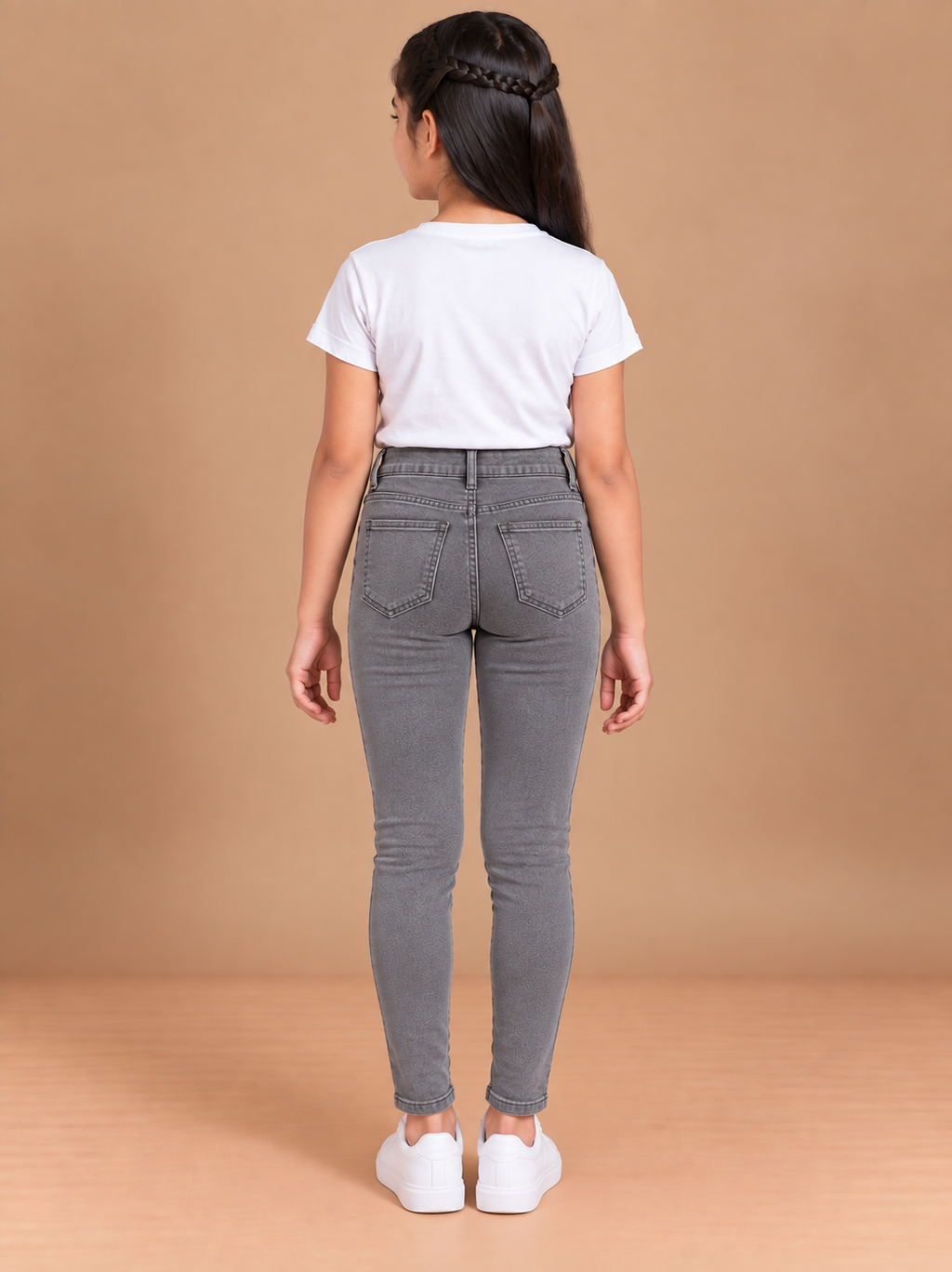 Girls Grey Slim Fit Denim Jeans