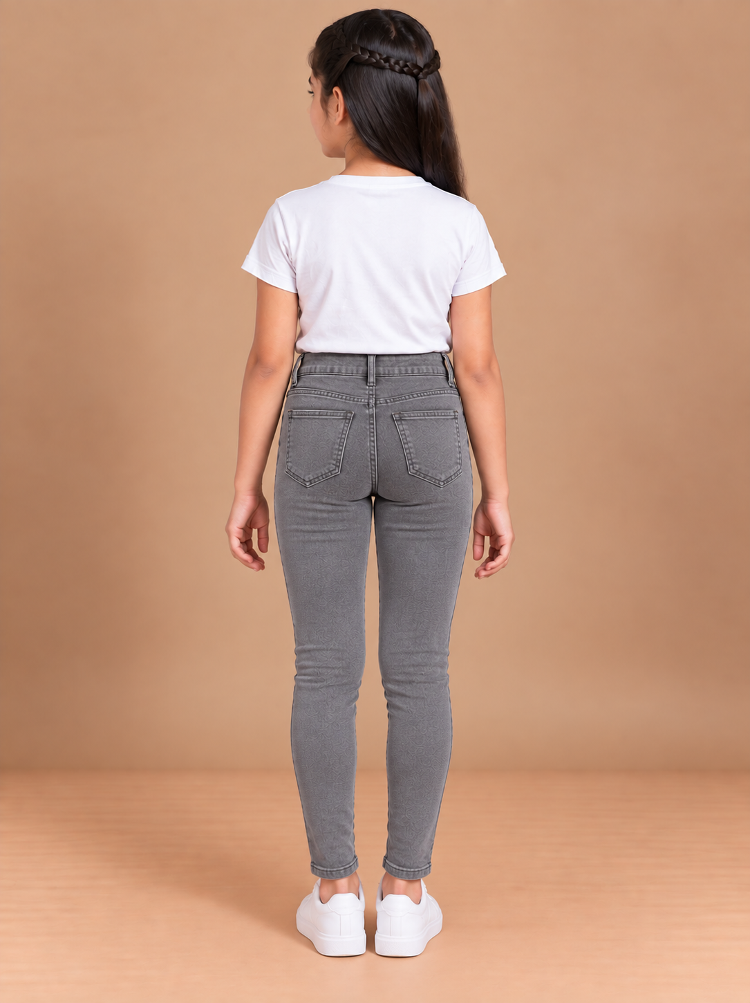 Girls Grey Slim Fit Denim Jeans