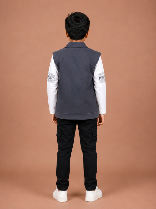 Boys Grey 3-Piece Casual Blazer Set