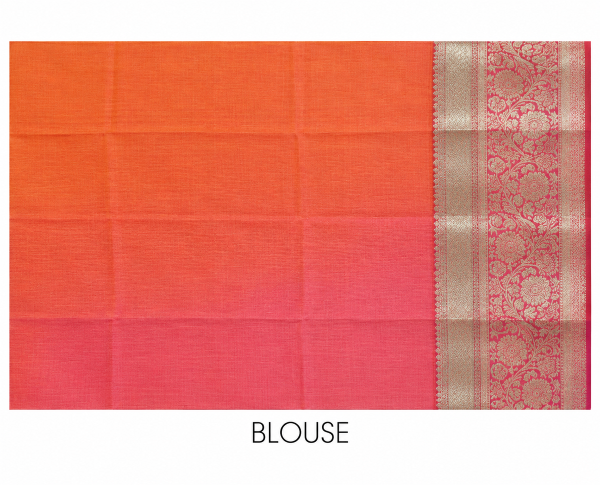 Varnam Wine Zari Butta Soft Silk Saree with Peach and Pink Border