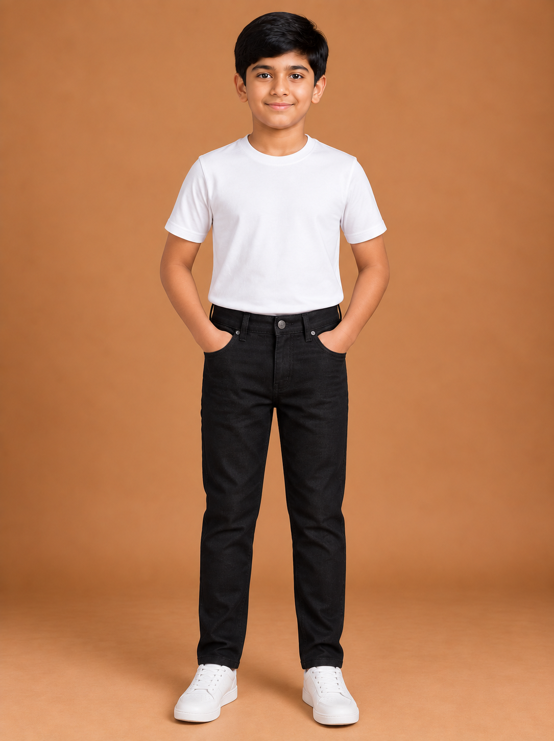Boys Jet Black Slim Fit Denim Jeans
