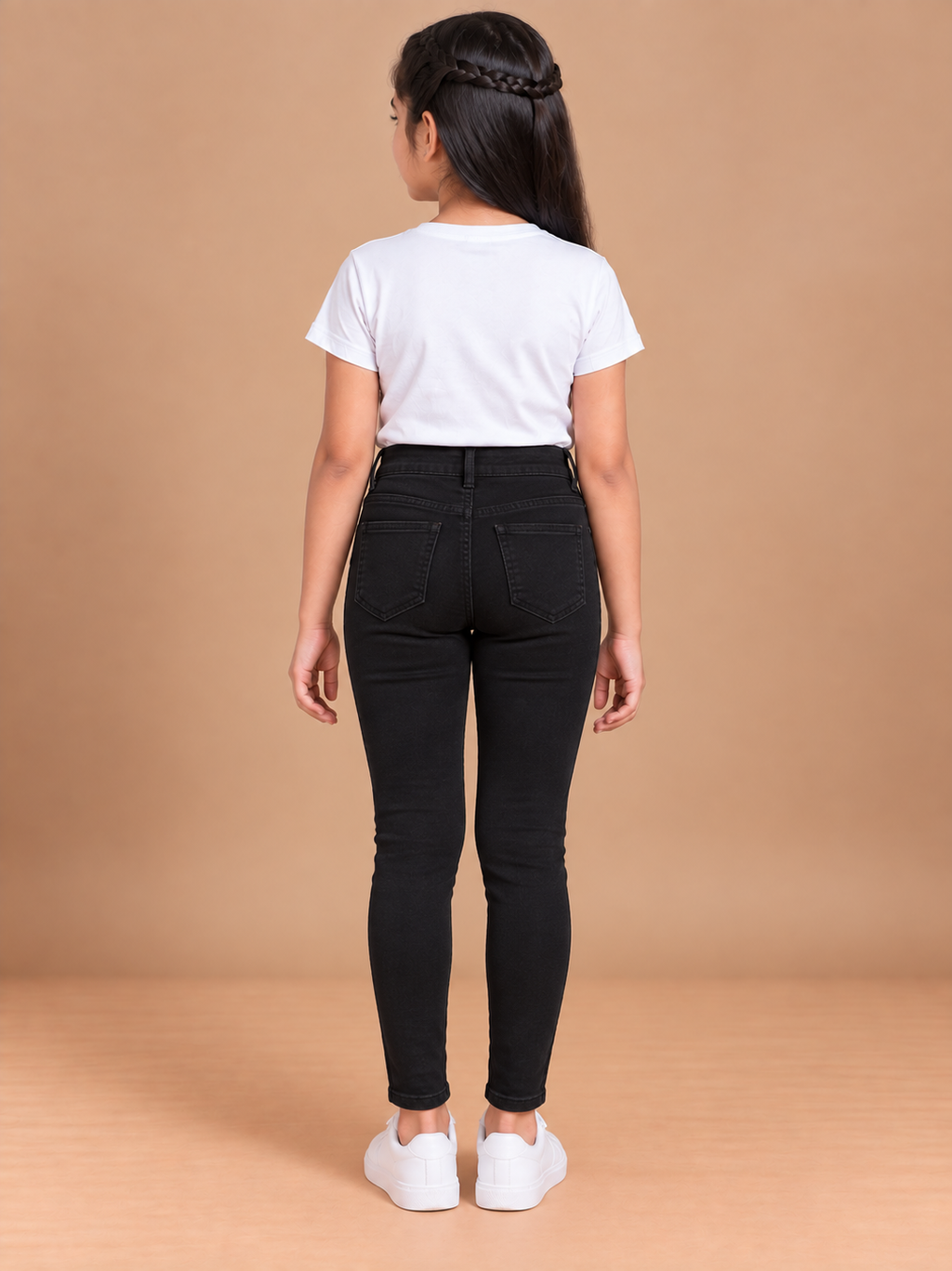 Girls Jet Black Slim Fit Denim Jeans