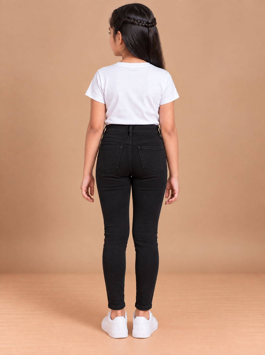 Girls Jet Black Slim Fit Denim Jeans