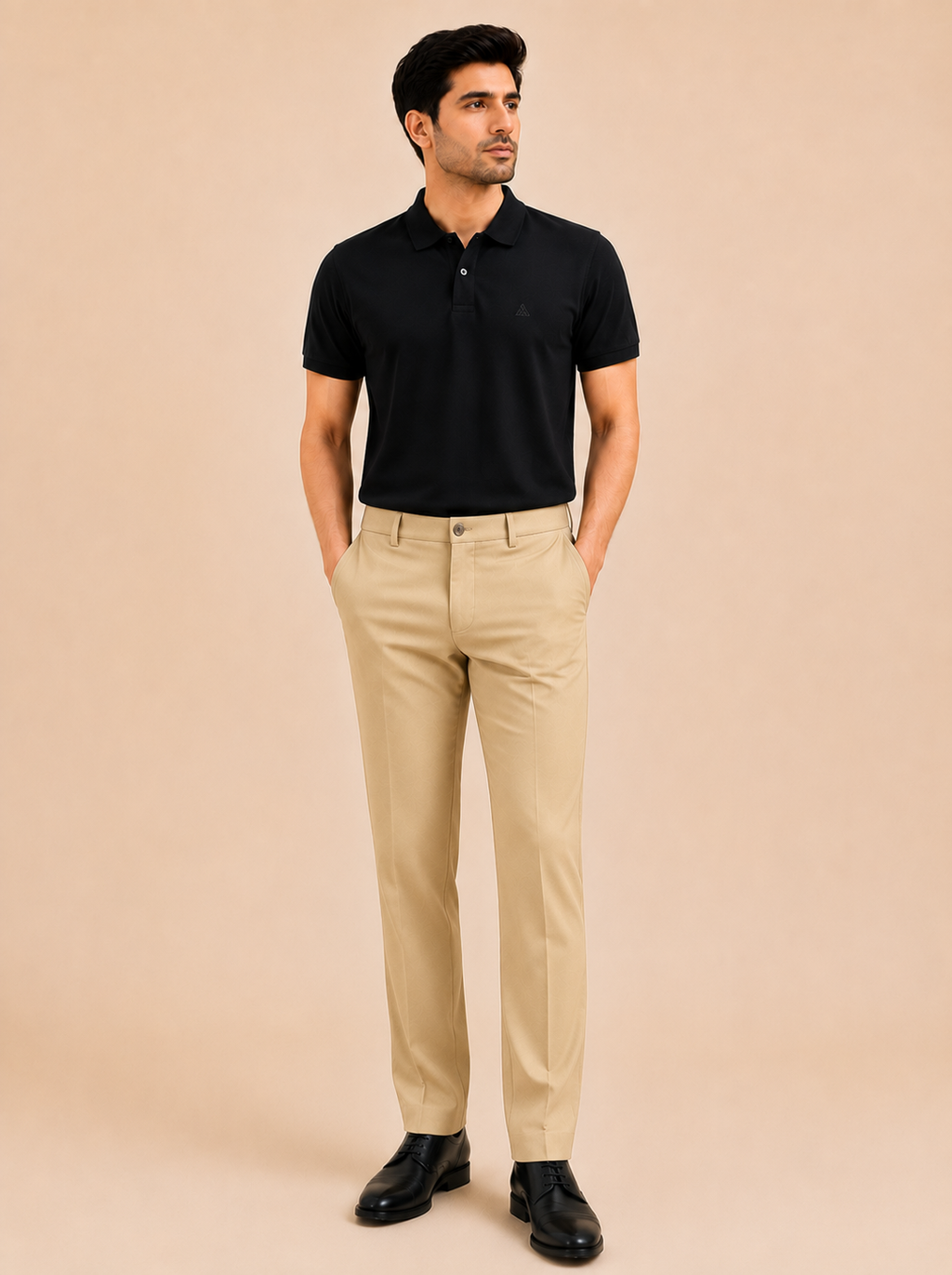 Otto Men's Khaki Cotton Blend Stretch Fit Casual Chino Pant