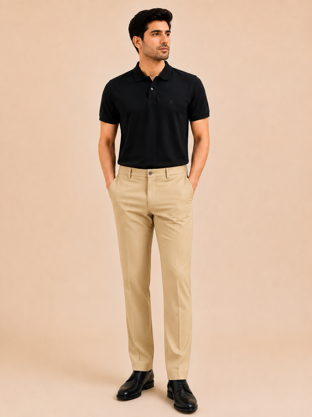 Otto Men's Khaki Cotton Blend Stretch Fit Casual Chino Pant