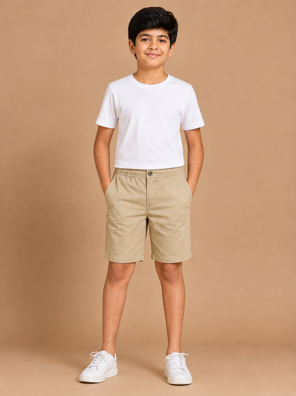 Boys Khaki Cotton Casual Shorts