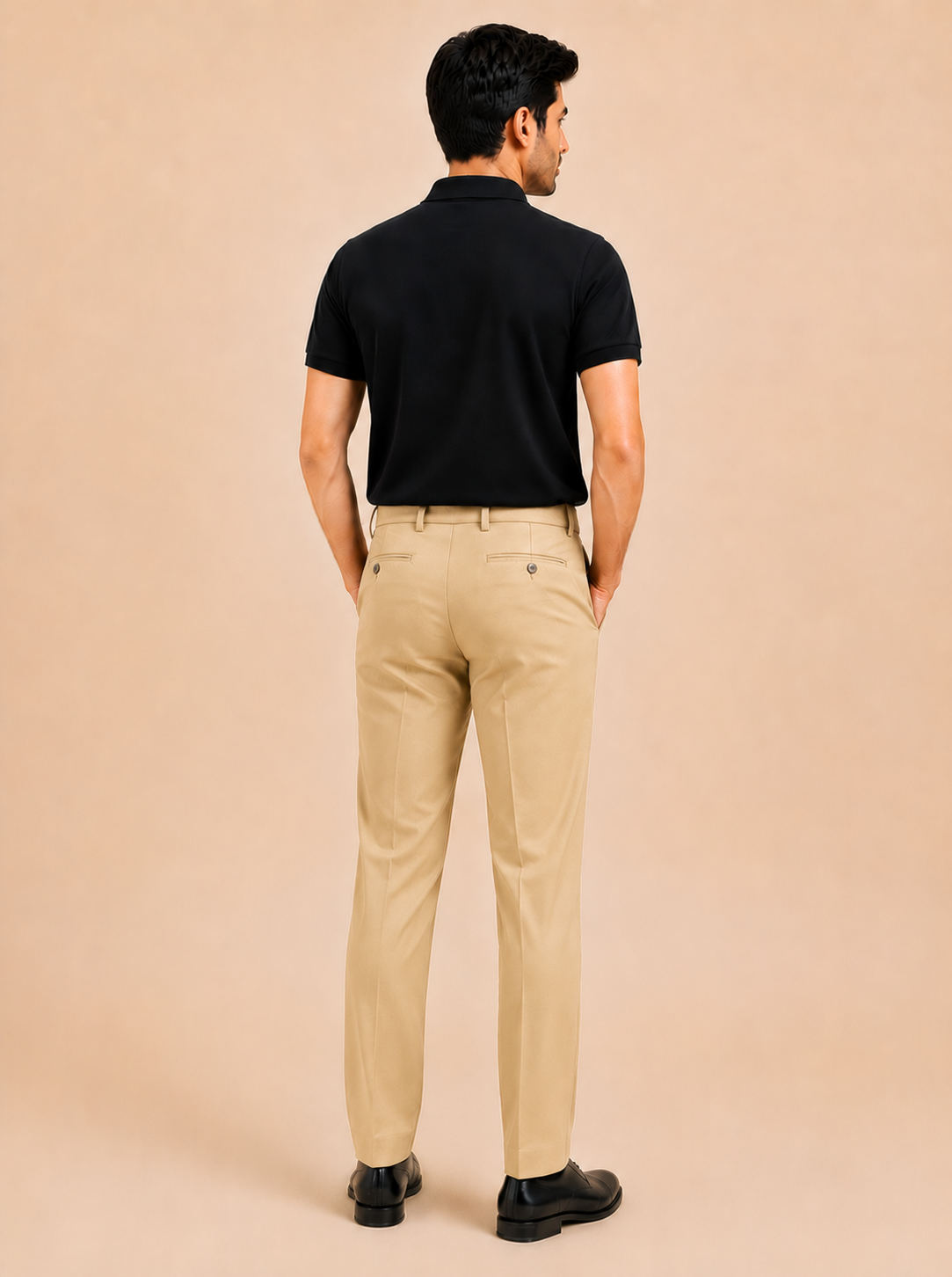 Otto Men's Khaki Cotton Blend Stretch Fit Casual Chino Pant
