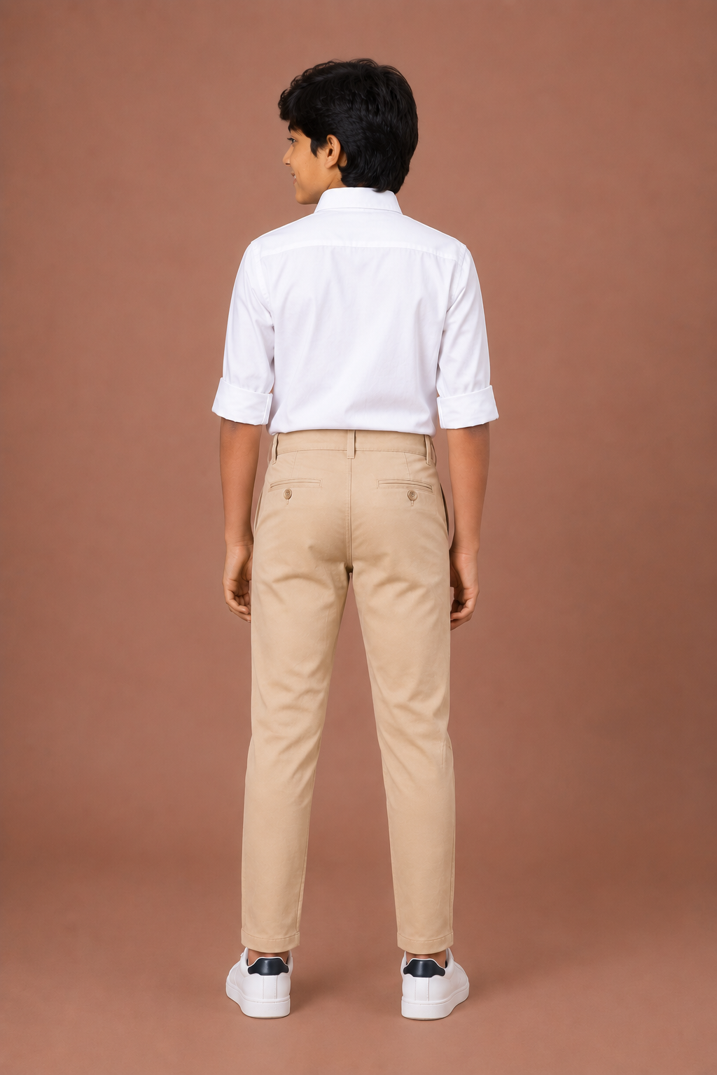 Boys Khaki Cotton Casual Pant