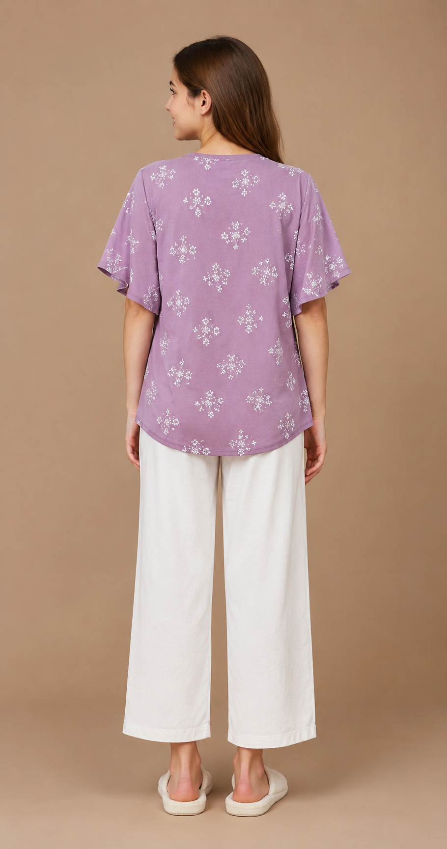 Girls Lavender Top & Pyjama Night Dress Set