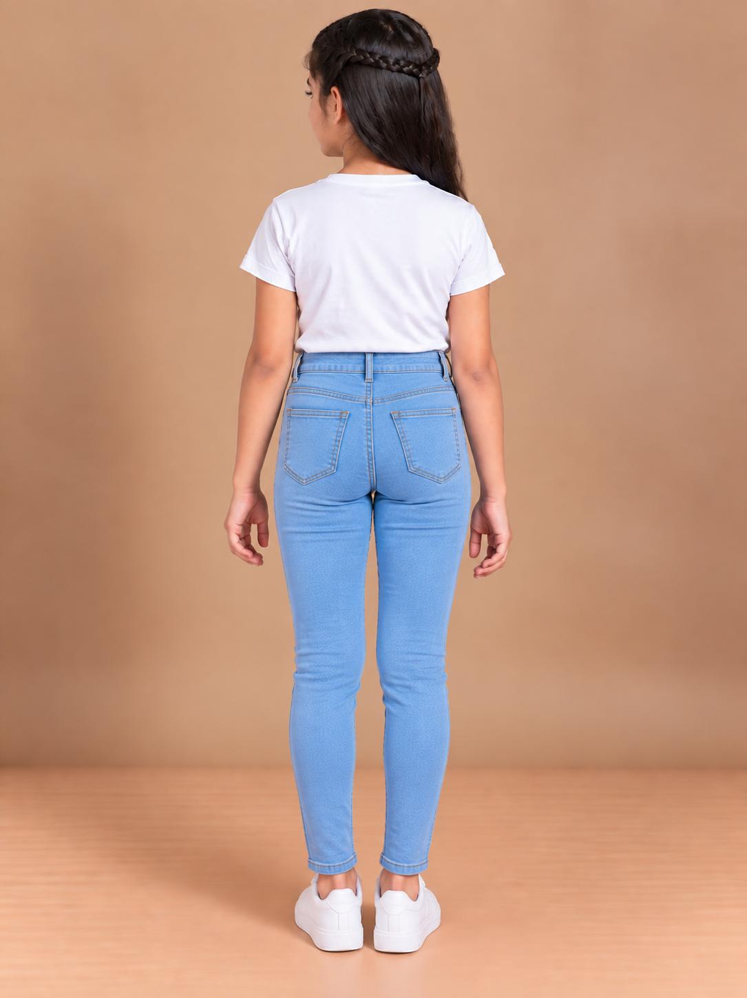 Girls Light Blue Slim Fit Denim Jeans