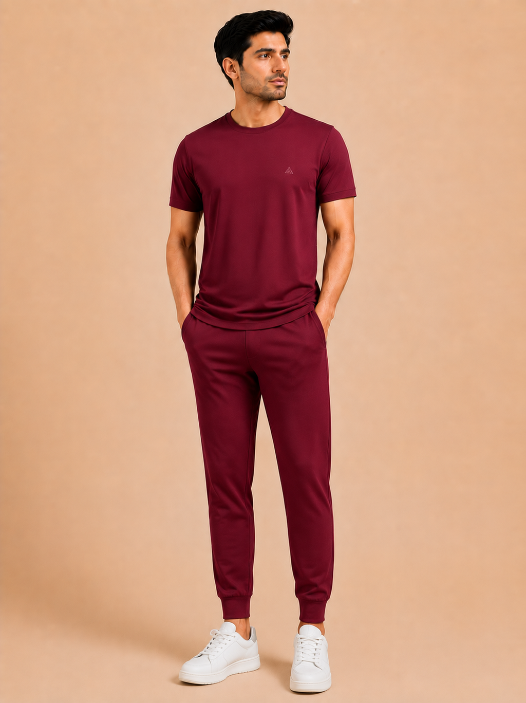 Otto Men's Maroon Sportswear Jogger & T-Shirt Set