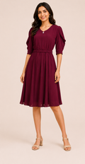 Women's Maroon Rayon Regular Fit Western Top