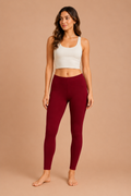 Women's Maroon Cotton Ankle Leggings