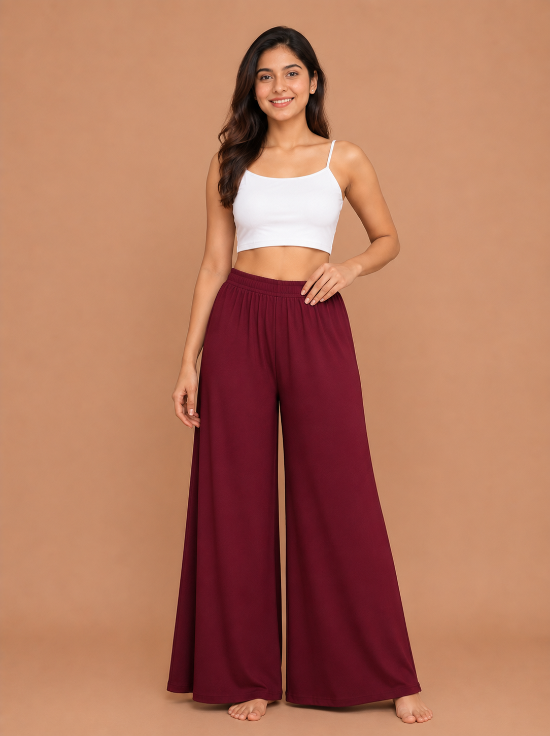 Women's Maroon Cotton Palazzo Pant