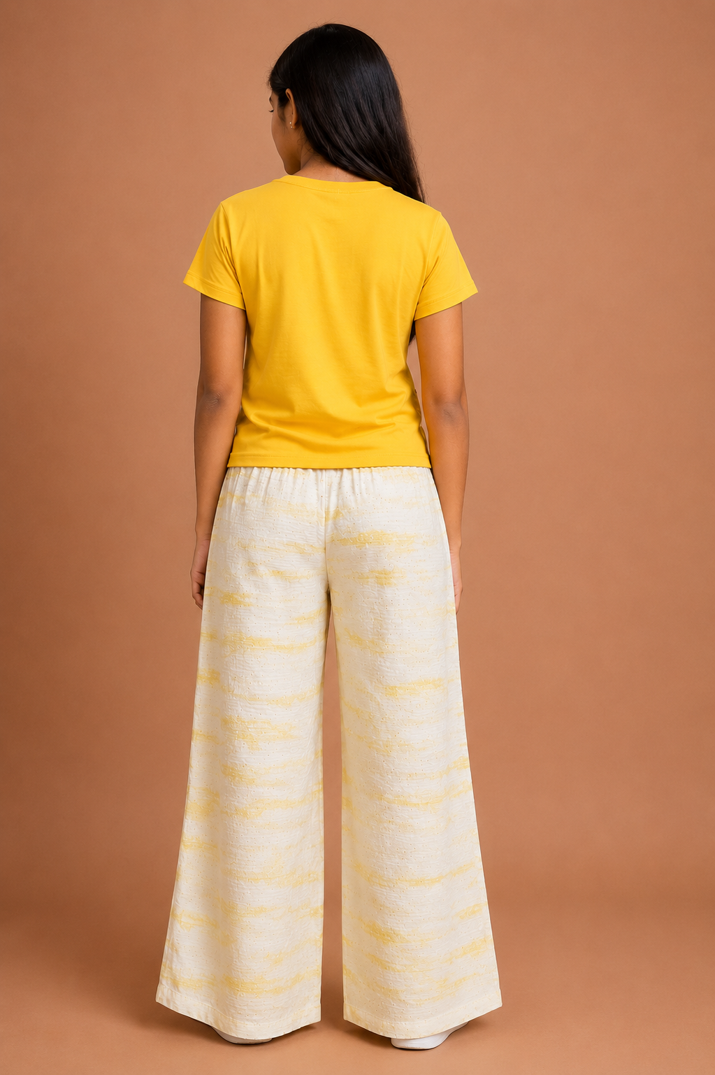 Girls Mustard Yellow Cotton Relaxed Fit Palazzo Pant