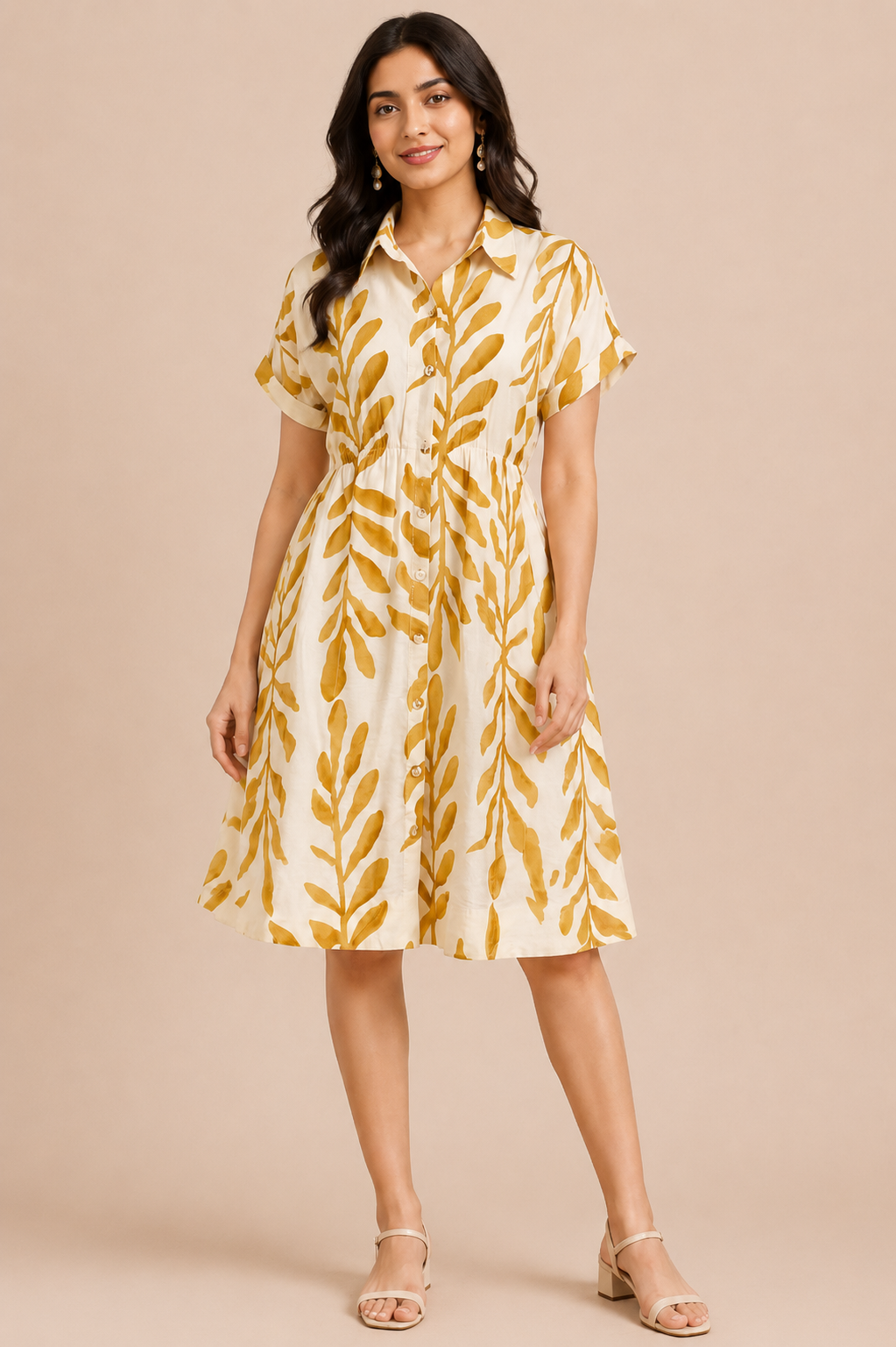 Women's Mustard Yellow Rayon Regular Fit Western Top