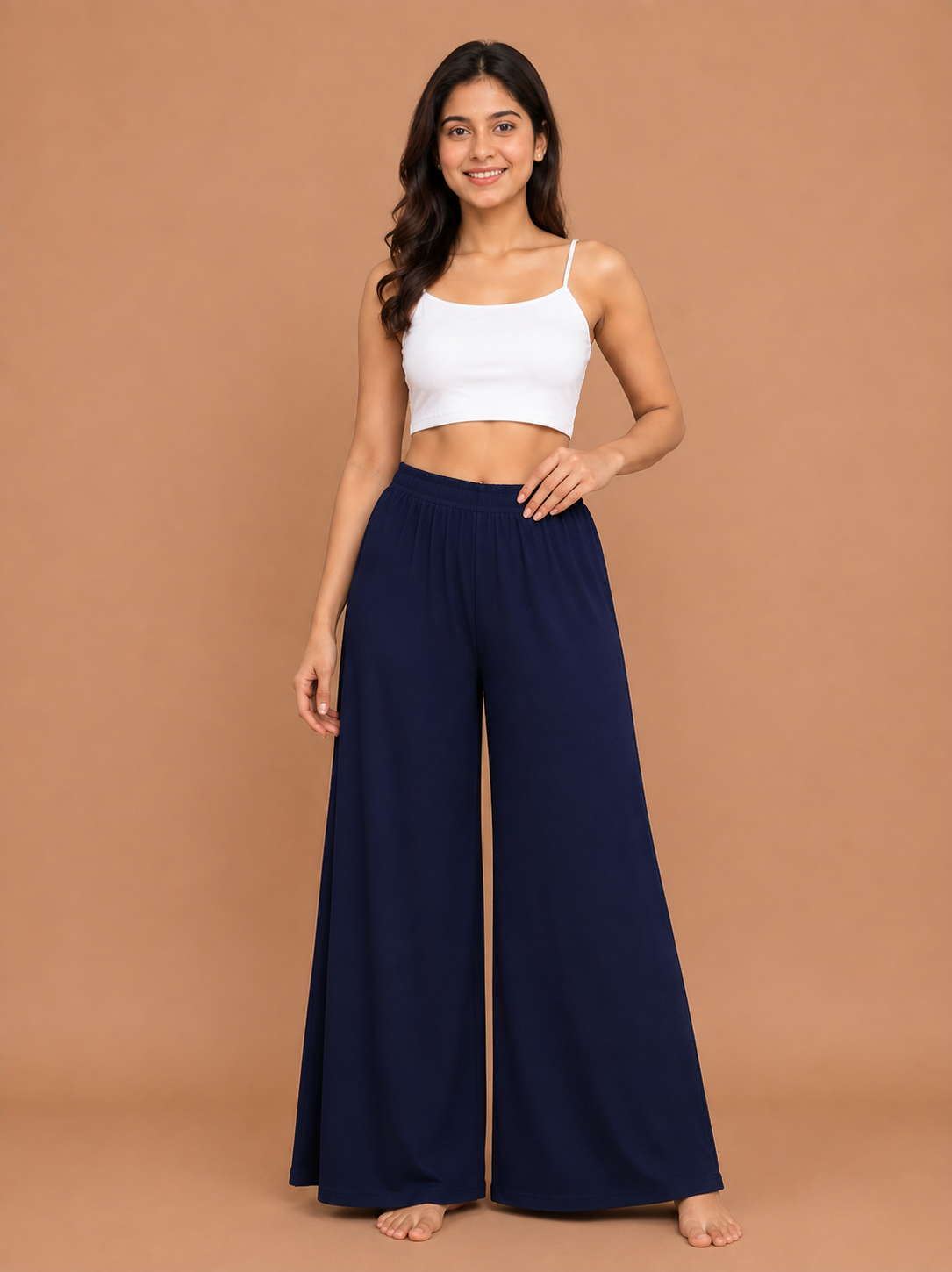 Women's Navy Blue Cotton Palazzo Pant